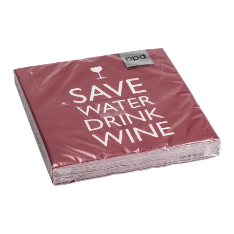 Papierserviette Save Water Drink Wine