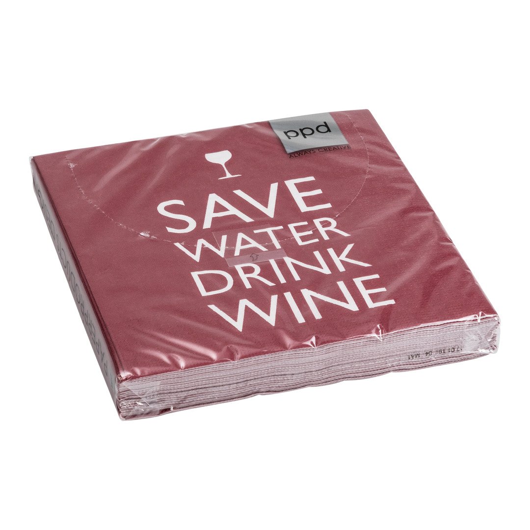 Papierserviette Save Water Drink Wine