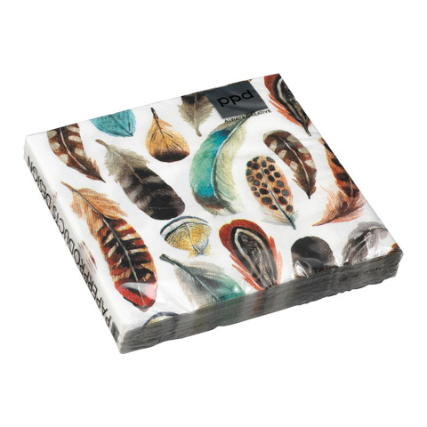 Papierserviette Aquarell Feathers