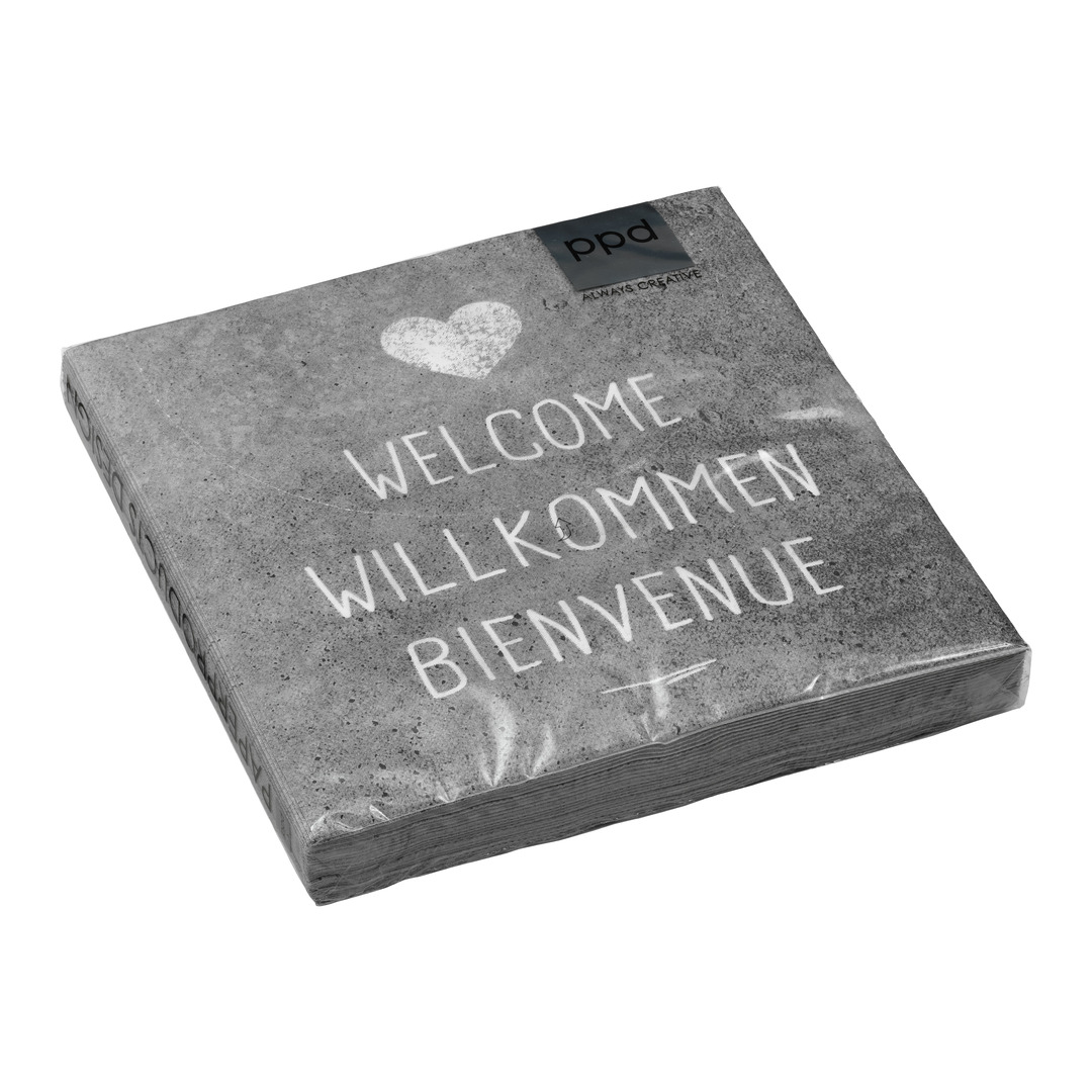 Papierserviette Bienvenue Cement