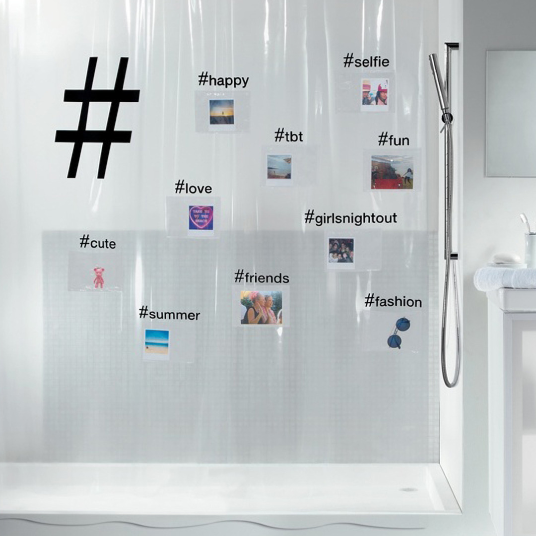 rideau de douche Hashtag