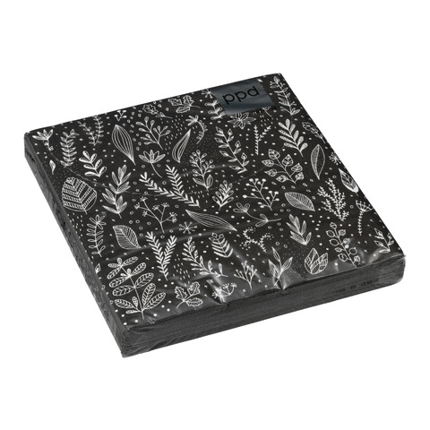 Papierserviette Pure Leaflet Black