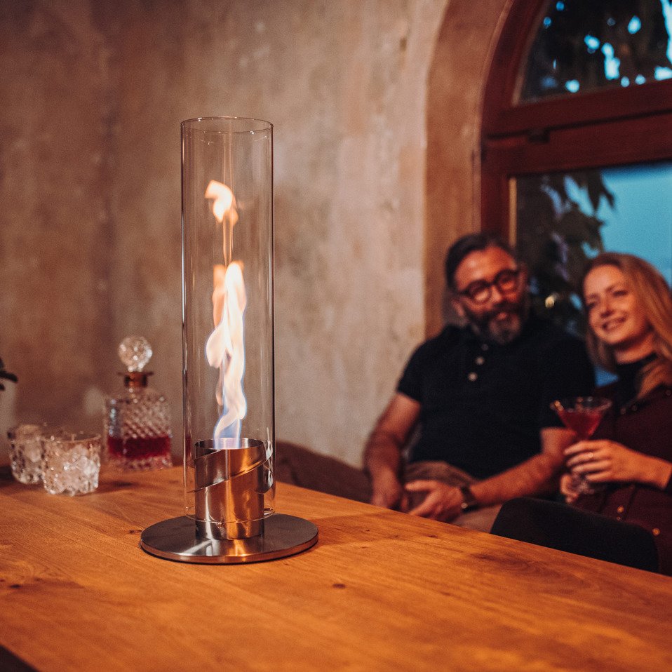 Feu de table Spin Höfats Lampe de table design au bioéthanol avec feu
