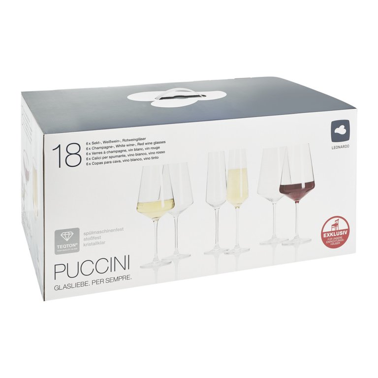 Leonardo Puccini 069525 Lot de 12 verres à vin blanc, vin rouge et  champagne lavables au lave-vaisselle