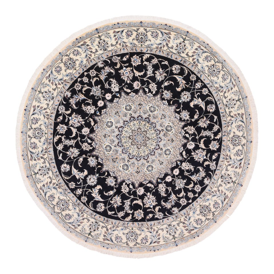 Tapis Persan Nain Fait Main 88x66 Cm – Orientale, Bleu, Fin