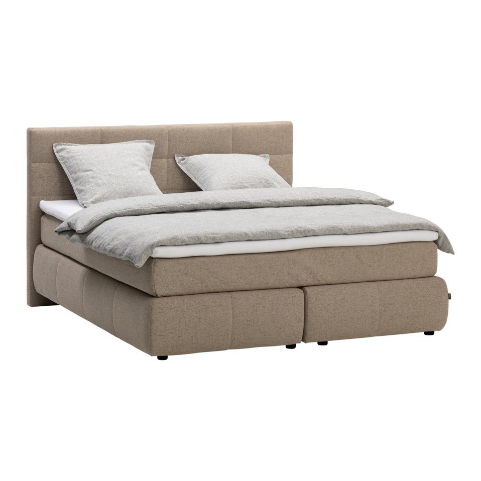 Dream-Fine Boxspringbett 160x200cm - Mikrofaser Beige Mit Matratze Und Topper