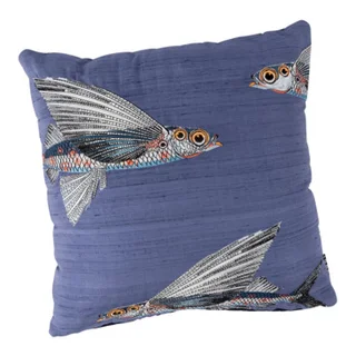Fourre de coussin EMBROIDERED FLYING CORAL FISH